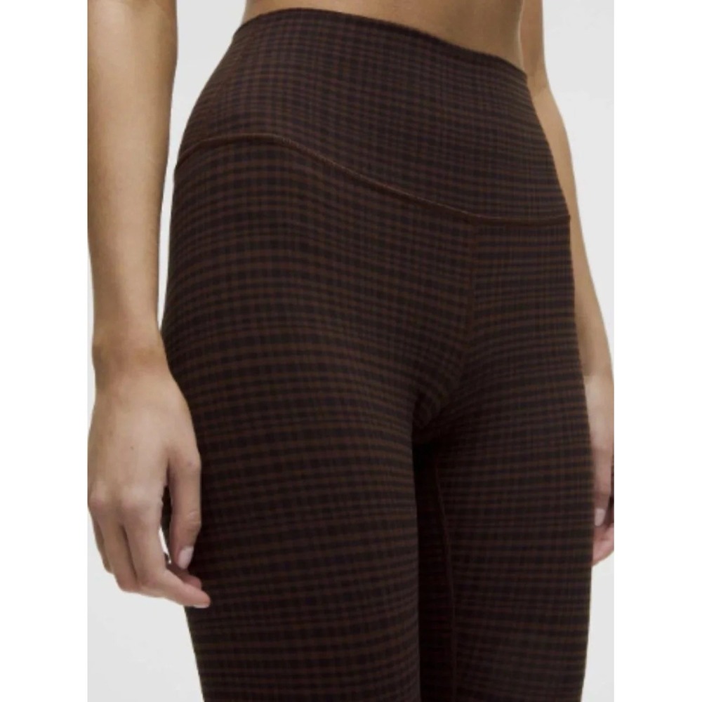 Lululemon Align High Rise Pant 28 Mini Check Plaid Brown Fall Workout Size 8